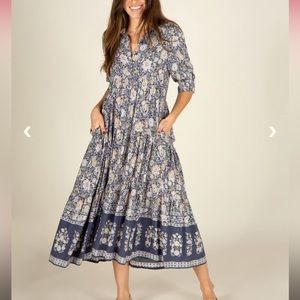 Natural Life Rebecca Dress Navy Grey Floral